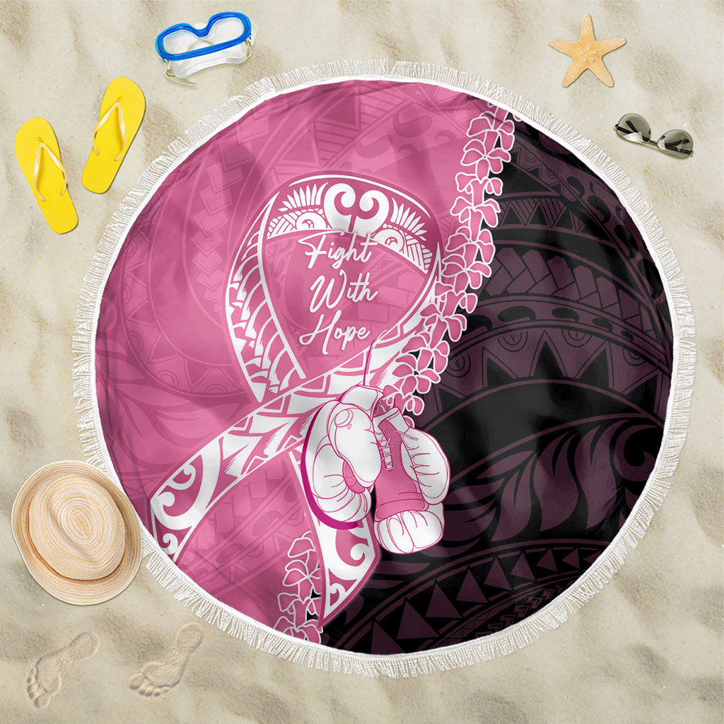 Polynesia Breast Cancer Support Beach Blanket Fight With Hope Pink Ribbon Boxing Gloves