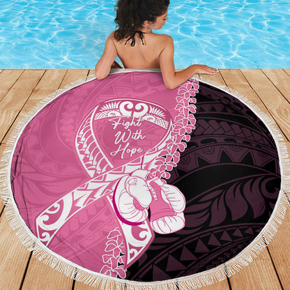 Polynesia Breast Cancer Support Beach Blanket Fight With Hope Pink Ribbon Boxing Gloves