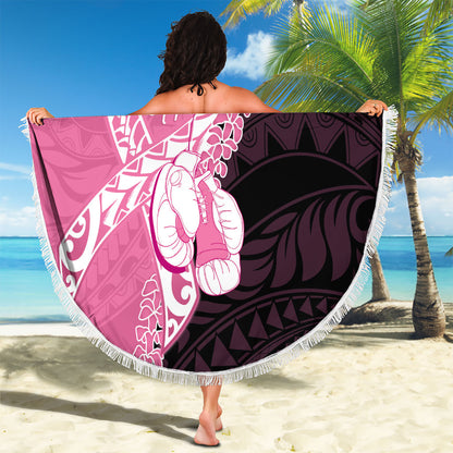 Polynesia Breast Cancer Support Beach Blanket Fight With Hope Pink Ribbon Boxing Gloves