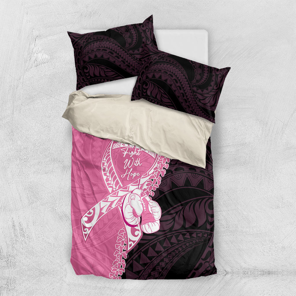 Polynesia Breast Cancer Support Bedding Set Fight With Hope Pink Ribbon Boxing Gloves