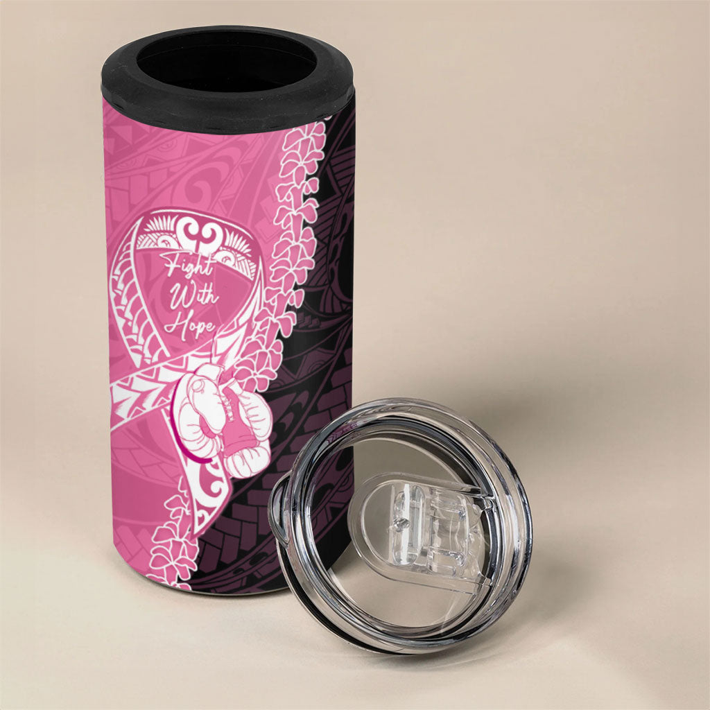 Personalised Polynesia Breast Cancer Support 4 in 1 Can Cooler Tumbler Fight With Hope Pink Ribbon Boxing Gloves