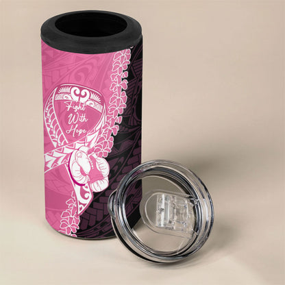 Personalised Polynesia Breast Cancer Support 4 in 1 Can Cooler Tumbler Fight With Hope Pink Ribbon Boxing Gloves