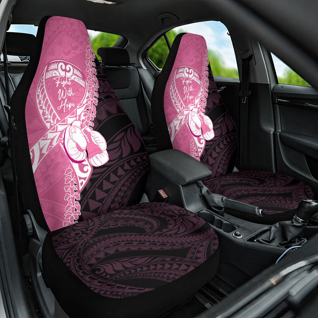 Polynesia Breast Cancer Support Car Seat Cover Fight With Hope Pink Ribbon Boxing Gloves