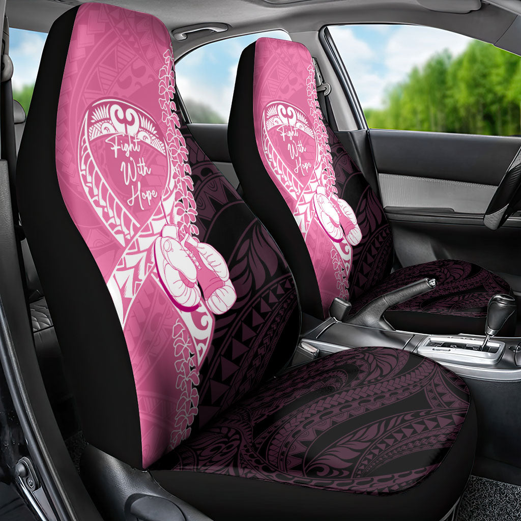 Polynesia Breast Cancer Support Car Seat Cover Fight With Hope Pink Ribbon Boxing Gloves