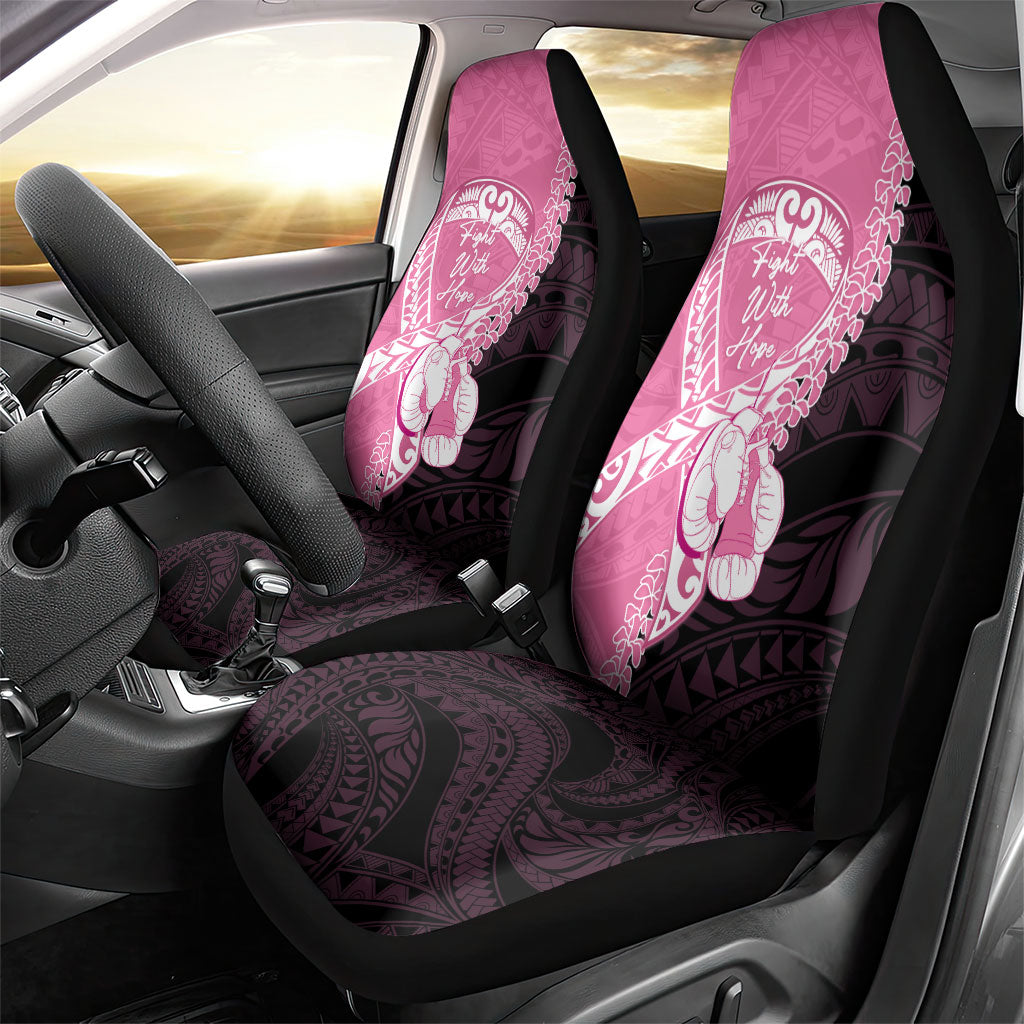 Polynesia Breast Cancer Support Car Seat Cover Fight With Hope Pink Ribbon Boxing Gloves