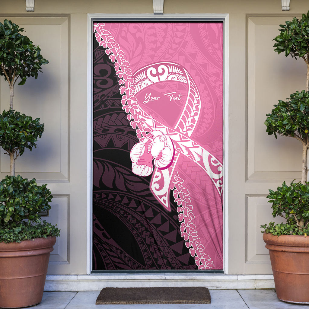 Personalised Polynesia Breast Cancer Support Door Cover Fight With Hope Pink Ribbon Boxing Gloves