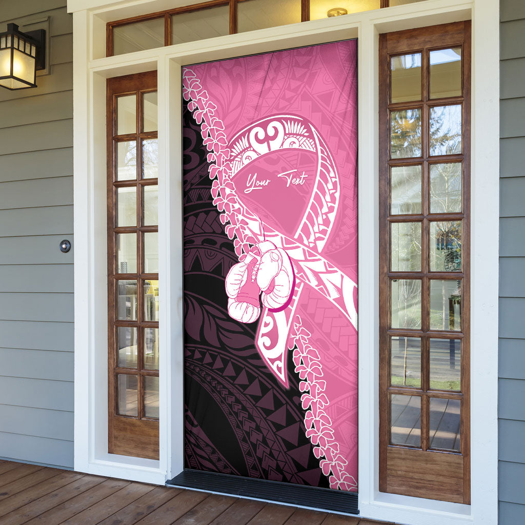 Personalised Polynesia Breast Cancer Support Door Cover Fight With Hope Pink Ribbon Boxing Gloves