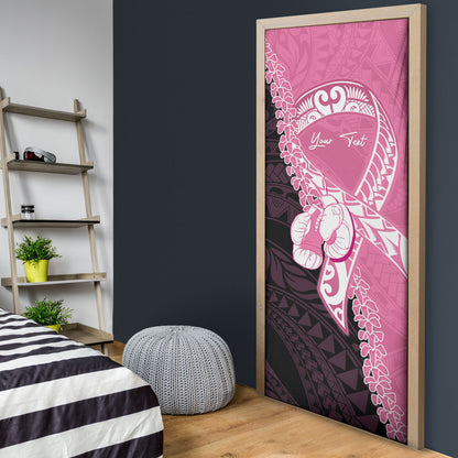 Personalised Polynesia Breast Cancer Support Door Cover Fight With Hope Pink Ribbon Boxing Gloves