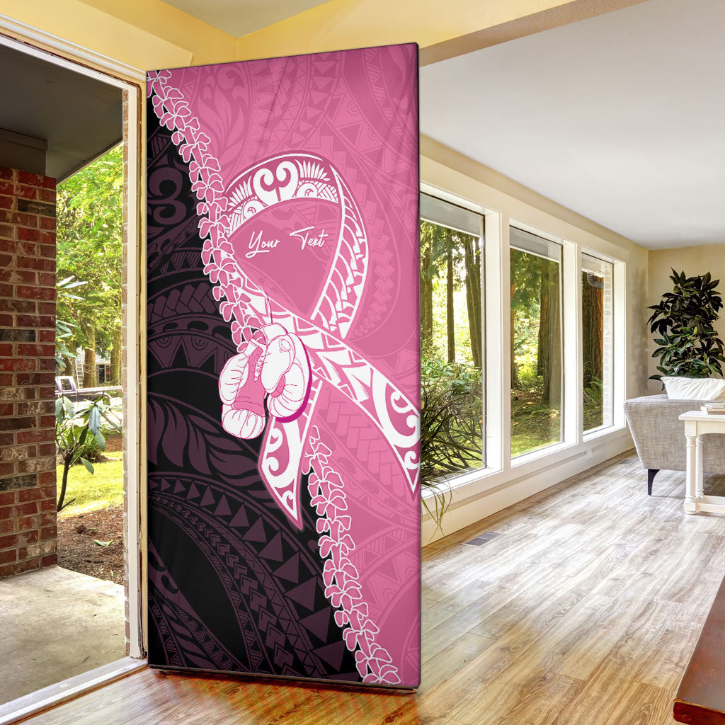 Personalised Polynesia Breast Cancer Support Door Cover Fight With Hope Pink Ribbon Boxing Gloves