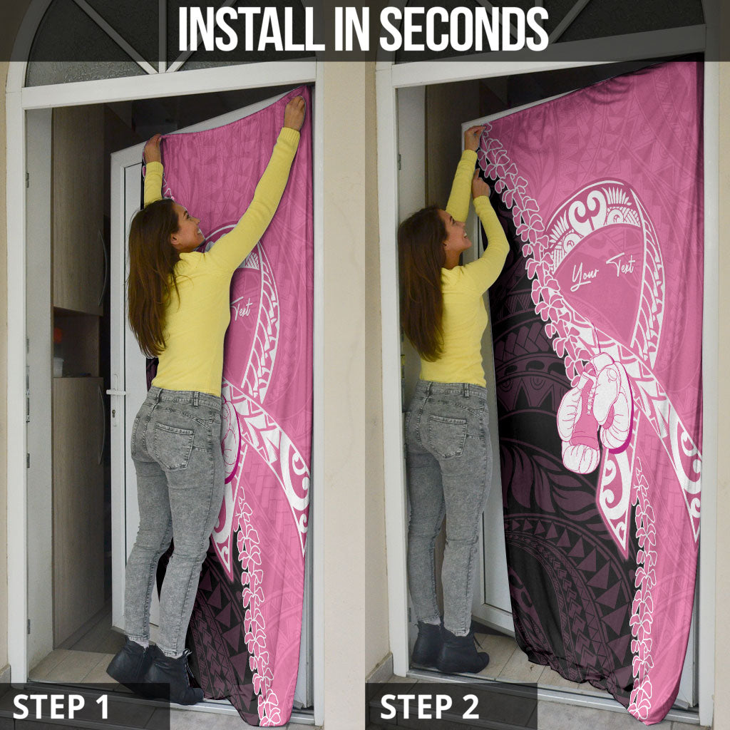 Personalised Polynesia Breast Cancer Support Door Cover Fight With Hope Pink Ribbon Boxing Gloves