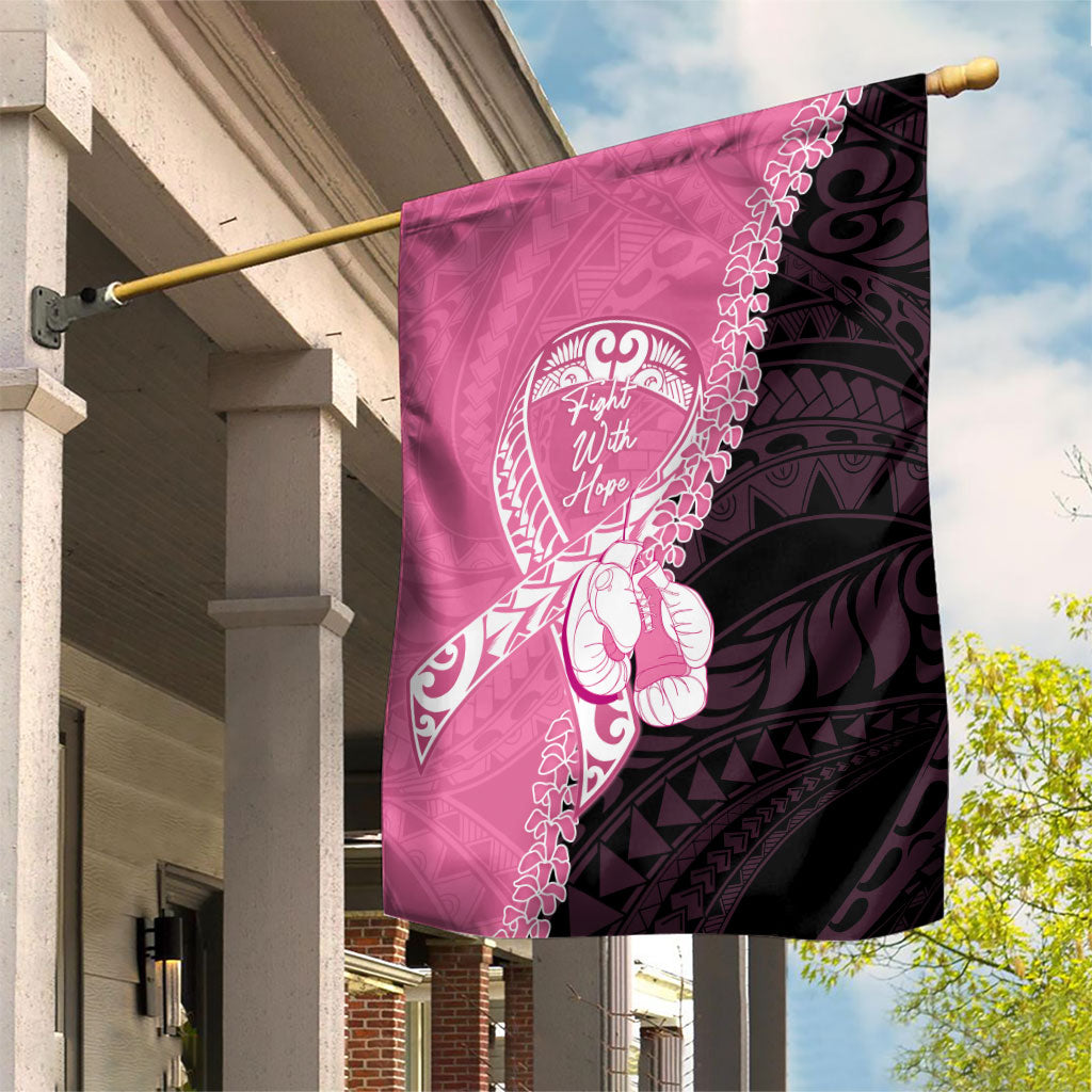 Polynesia Breast Cancer Support Garden Flag Fight With Hope Pink Ribbon Boxing Gloves
