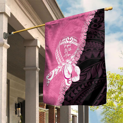 Polynesia Breast Cancer Support Garden Flag Fight With Hope Pink Ribbon Boxing Gloves