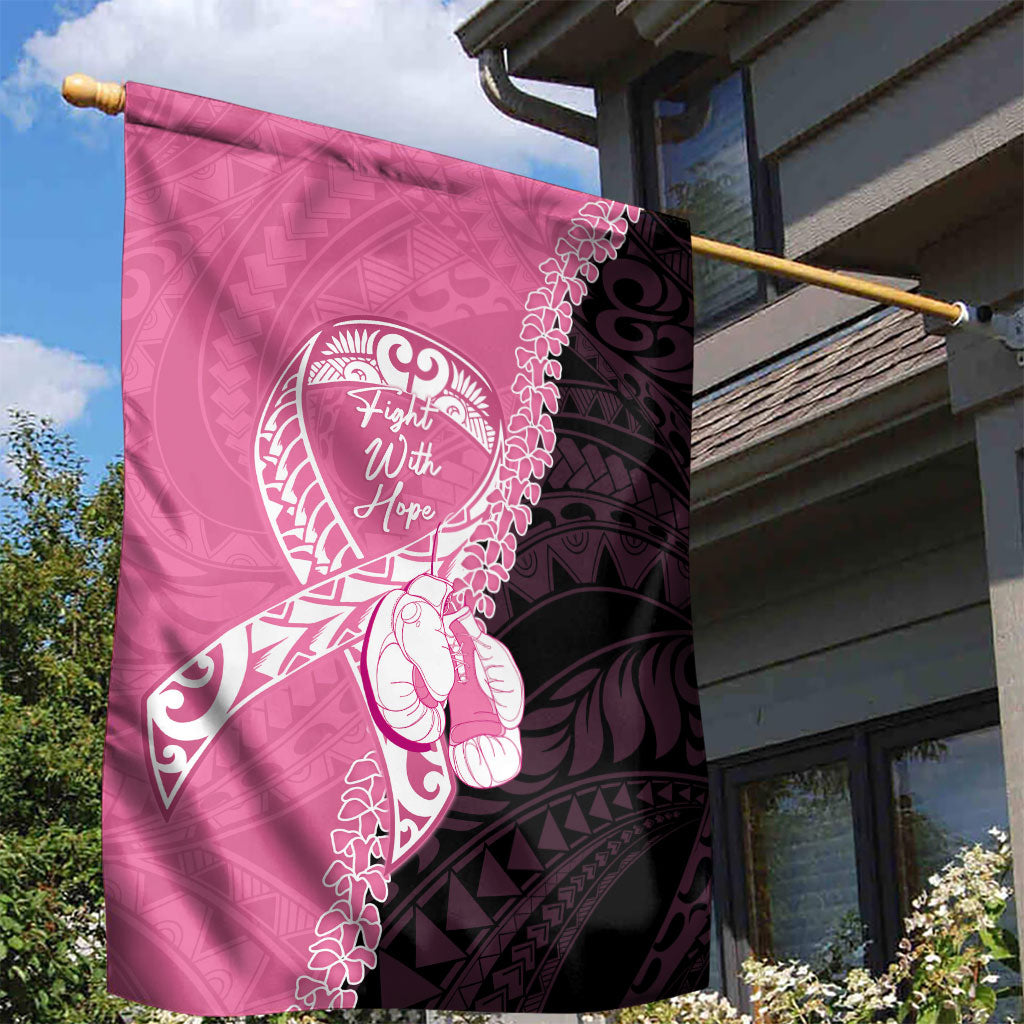 Polynesia Breast Cancer Support Garden Flag Fight With Hope Pink Ribbon Boxing Gloves