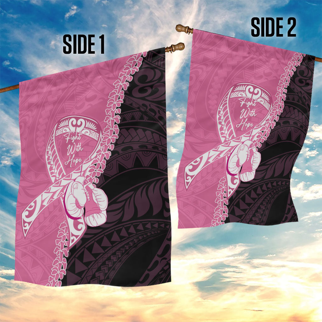 Polynesia Breast Cancer Support Garden Flag Fight With Hope Pink Ribbon Boxing Gloves
