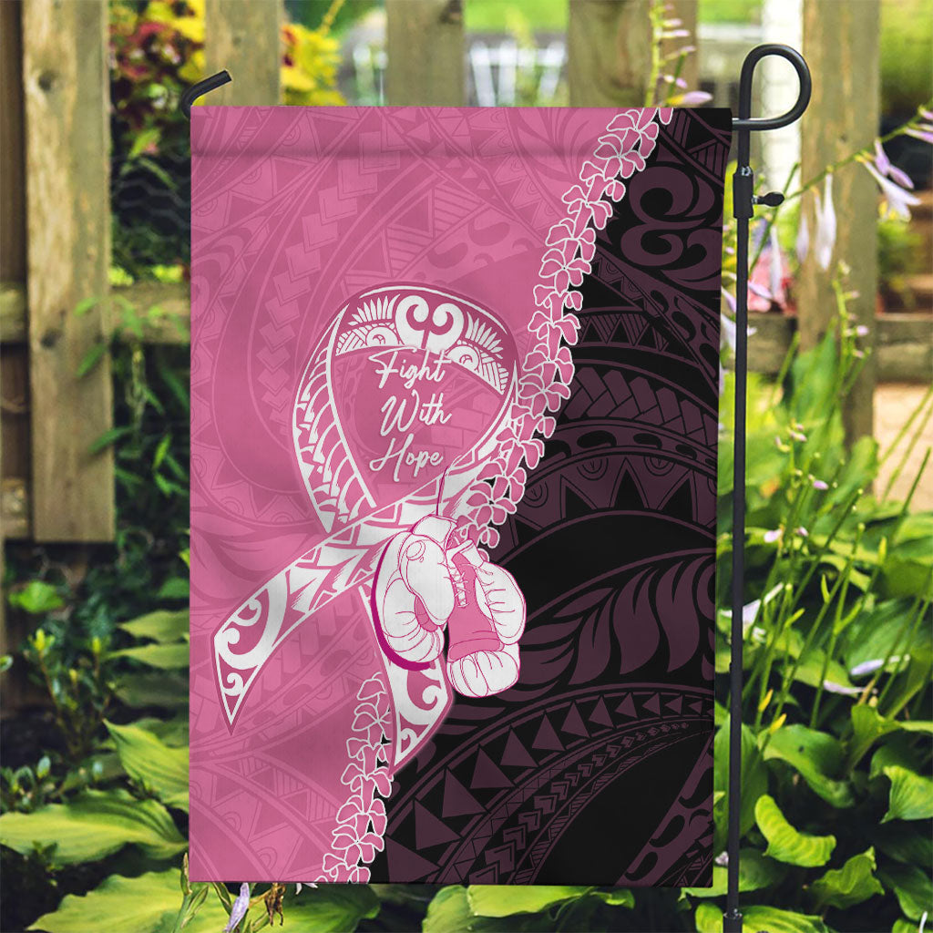 Polynesia Breast Cancer Support Garden Flag Fight With Hope Pink Ribbon Boxing Gloves