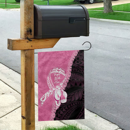 Polynesia Breast Cancer Support Garden Flag Fight With Hope Pink Ribbon Boxing Gloves