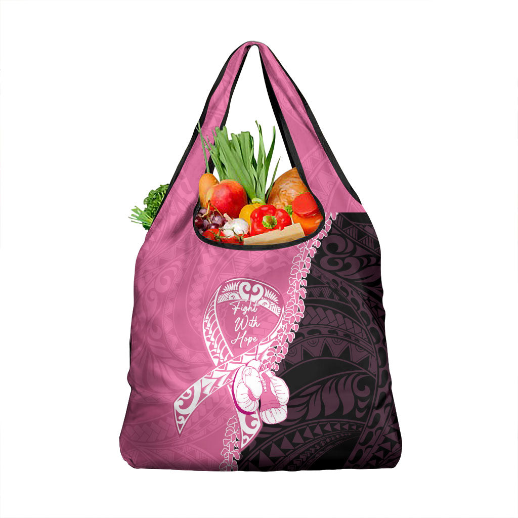 Polynesia Breast Cancer Support Grocery Bag Fight With Hope Pink Ribbon Boxing Gloves