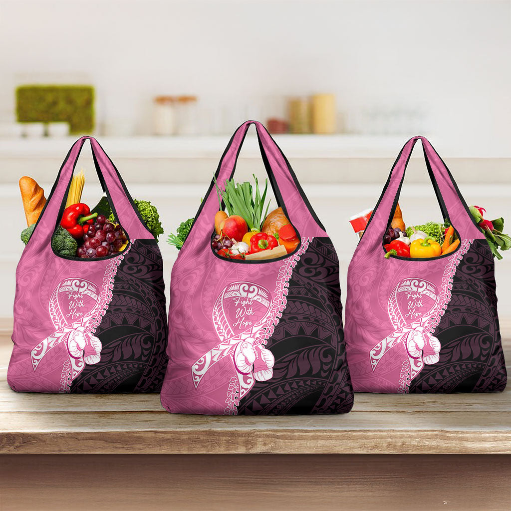 Polynesia Breast Cancer Support Grocery Bag Fight With Hope Pink Ribbon Boxing Gloves