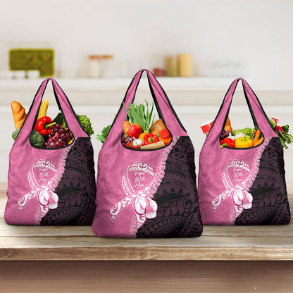 Polynesia Breast Cancer Support Grocery Bag Fight With Hope Pink Ribbon Boxing Gloves