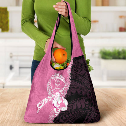 Polynesia Breast Cancer Support Grocery Bag Fight With Hope Pink Ribbon Boxing Gloves
