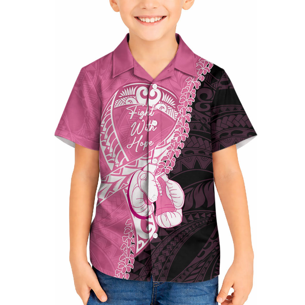Personalised Polynesia Breast Cancer Support Hawaiian Shirt Fight With Hope Pink Ribbon Boxing Gloves