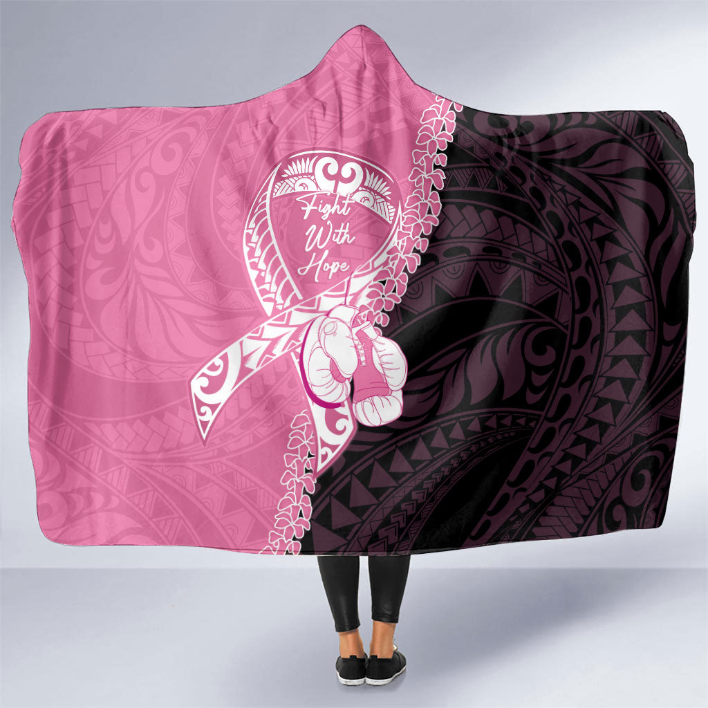Polynesia Breast Cancer Support Hooded Blanket Fight With Hope Pink Ribbon Boxing Gloves