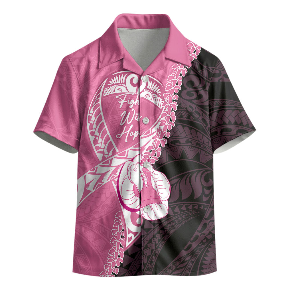 Personalised Polynesia Breast Cancer Support Kid Hawaiian Shirt Fight With Hope Pink Ribbon Boxing Gloves