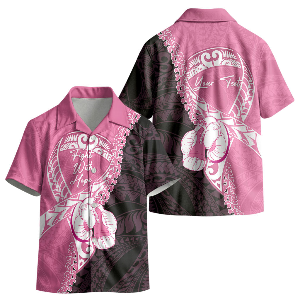 Personalised Polynesia Breast Cancer Support Kid Hawaiian Shirt Fight With Hope Pink Ribbon Boxing Gloves
