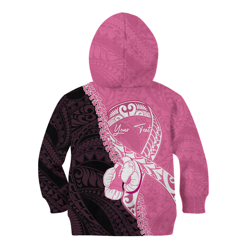 Personalised Polynesia Breast Cancer Support Kid Hoodie Fight With Hope Pink Ribbon Boxing Gloves