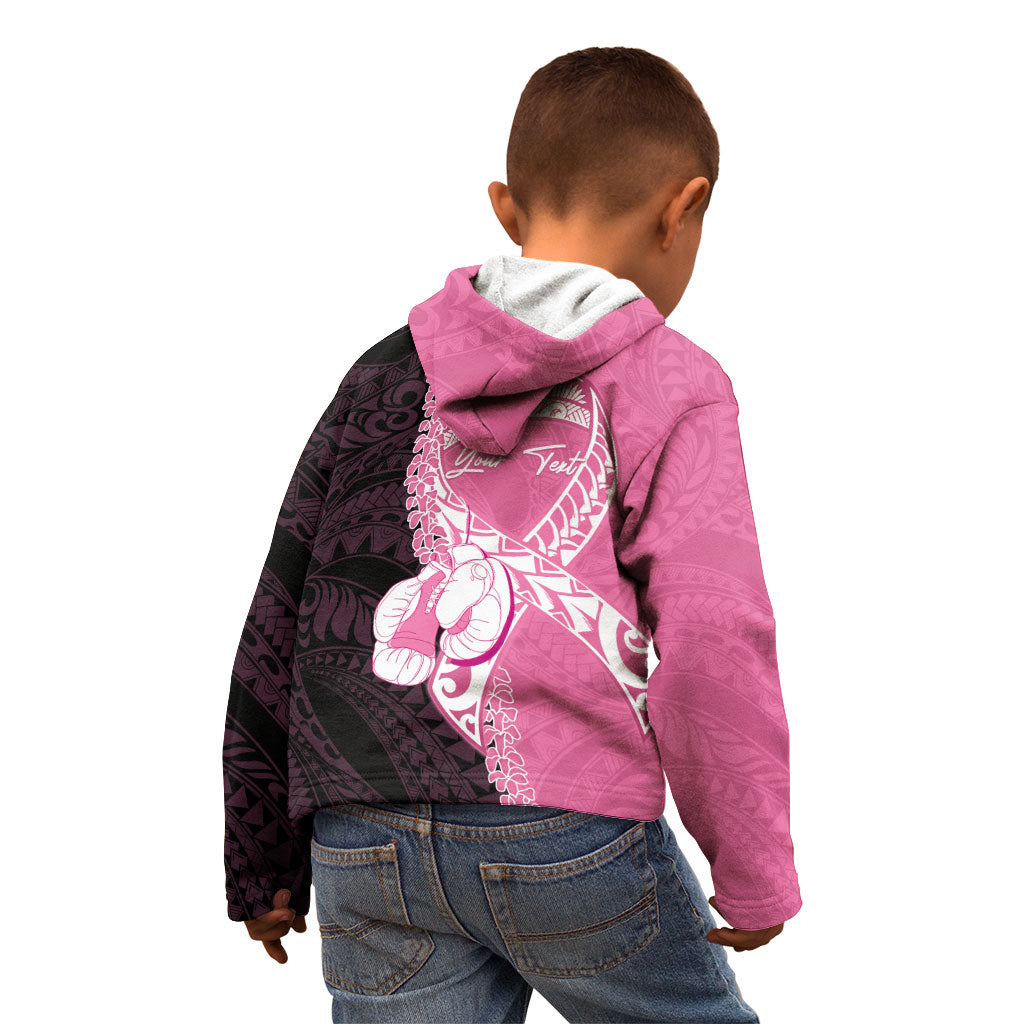 Personalised Polynesia Breast Cancer Support Kid Hoodie Fight With Hope Pink Ribbon Boxing Gloves