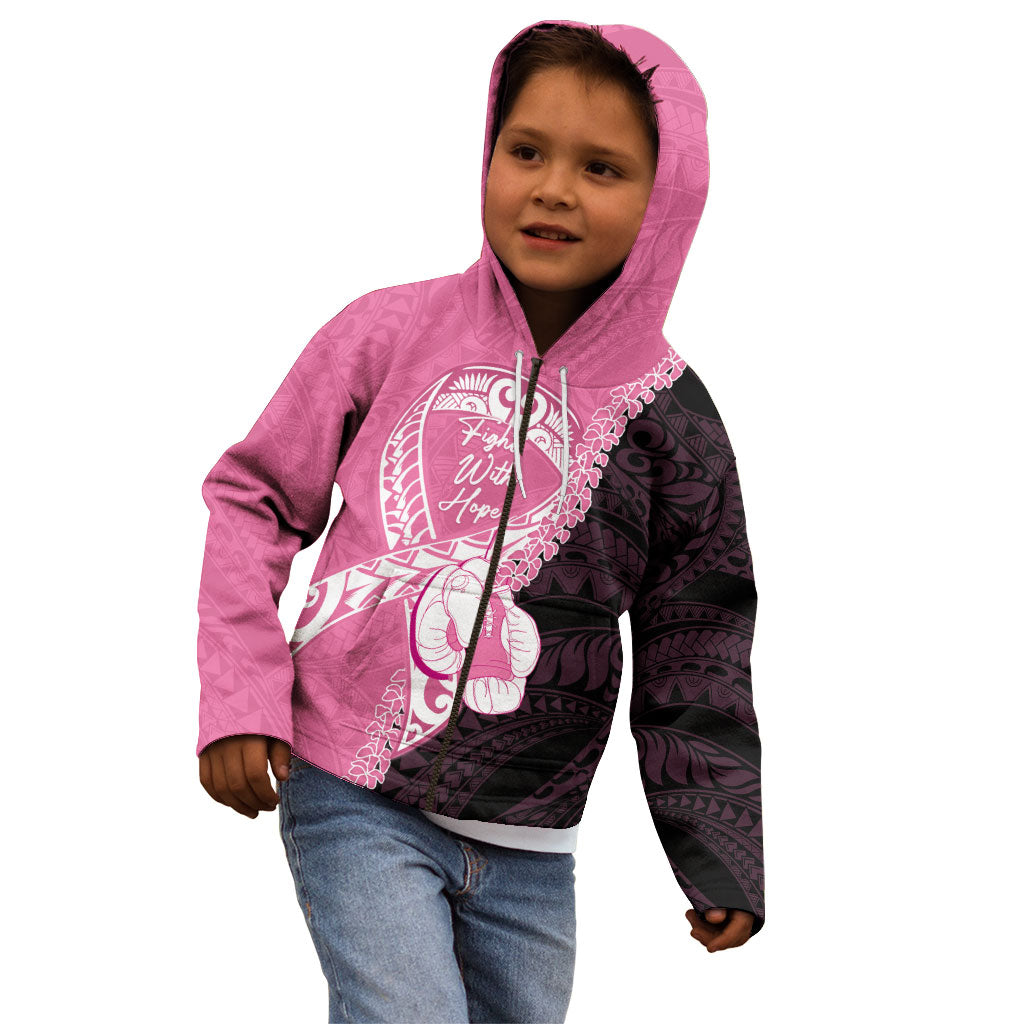 Personalised Polynesia Breast Cancer Support Kid Hoodie Fight With Hope Pink Ribbon Boxing Gloves