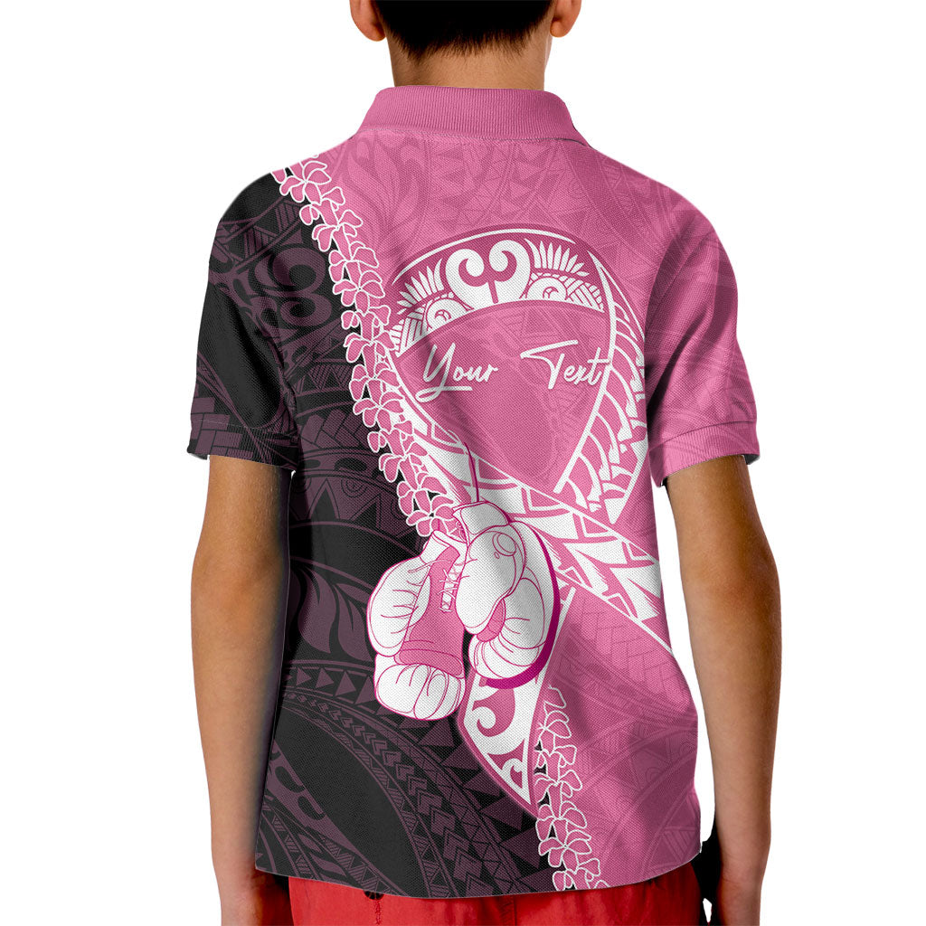 Personalised Polynesia Breast Cancer Support Kid Polo Shirt Fight With Hope Pink Ribbon Boxing Gloves