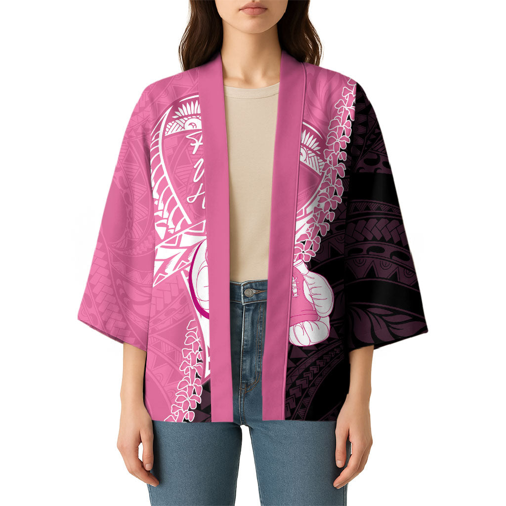 Personalised Polynesia Breast Cancer Support Kimono Fight With Hope Pink Ribbon Boxing Gloves