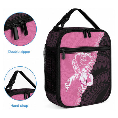 Polynesia Breast Cancer Support Lunch Bag Fight With Hope Pink Ribbon Boxing Gloves