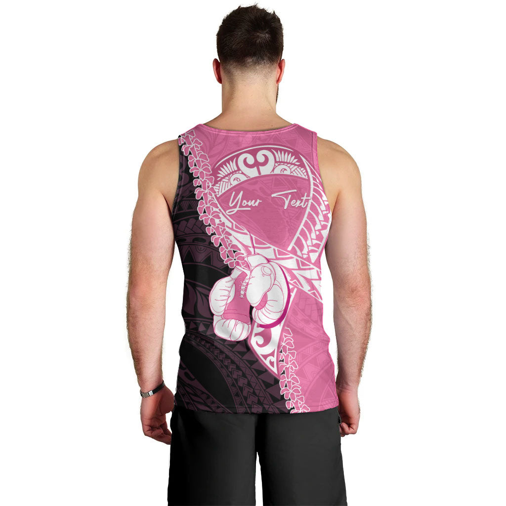 Personalised Polynesia Breast Cancer Support Men Tank Top Fight With Hope Pink Ribbon Boxing Gloves