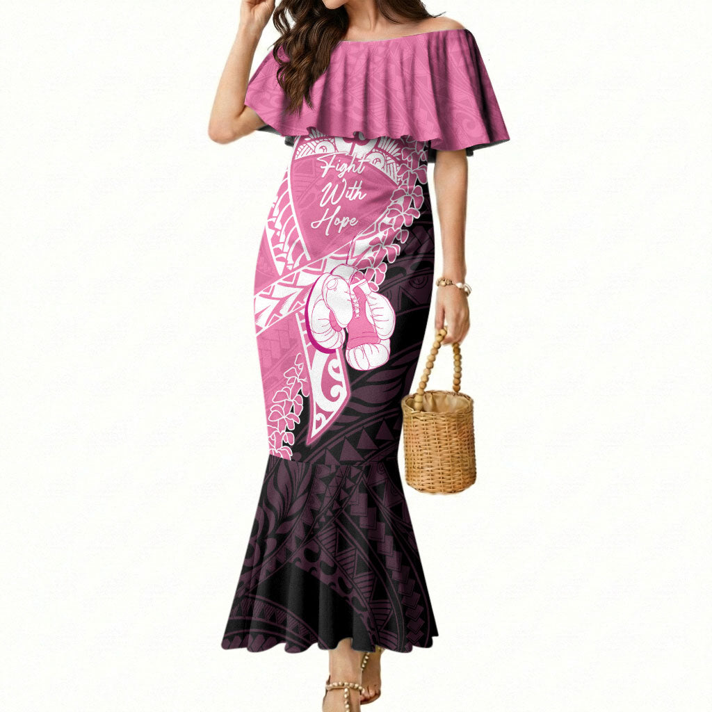Personalised Polynesia Breast Cancer Support Mermaid Dress Fight With Hope Pink Ribbon Boxing Gloves