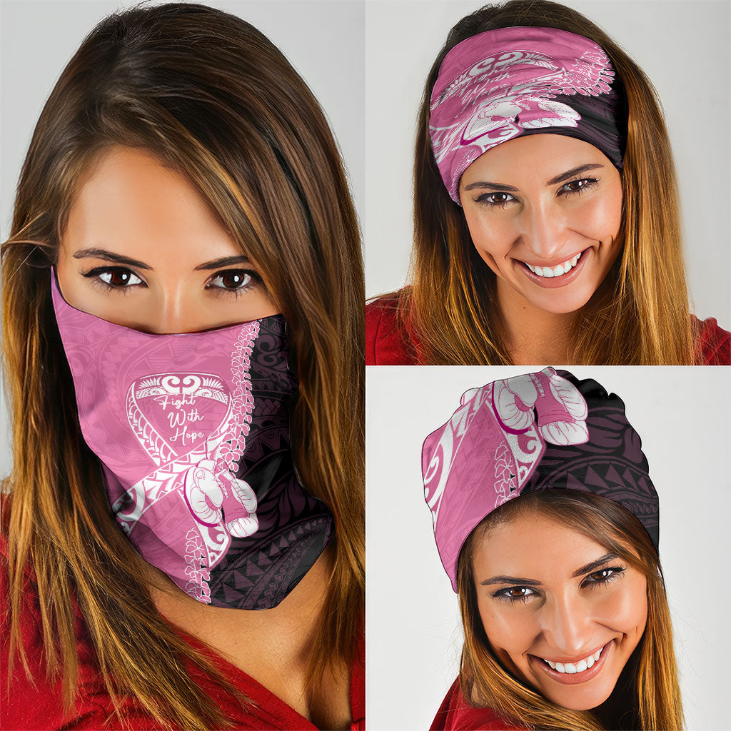 Polynesia Breast Cancer Support Neck Gaiter Fight With Hope Pink Ribbon Boxing Gloves