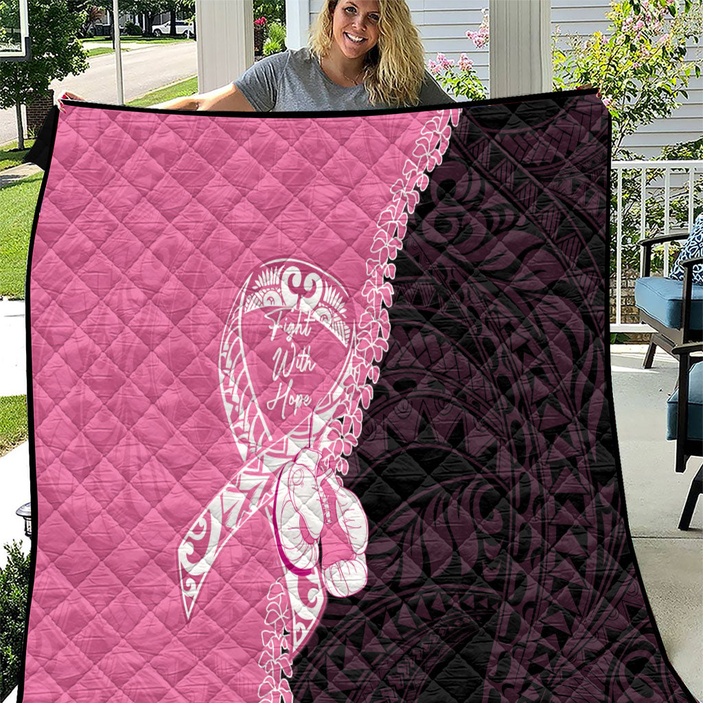 Polynesia Breast Cancer Support Quilt Fight With Hope Pink Ribbon Boxing Gloves