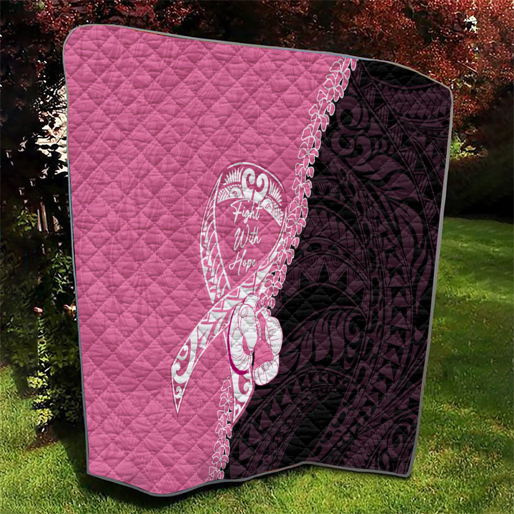 Polynesia Breast Cancer Support Quilt Fight With Hope Pink Ribbon Boxing Gloves