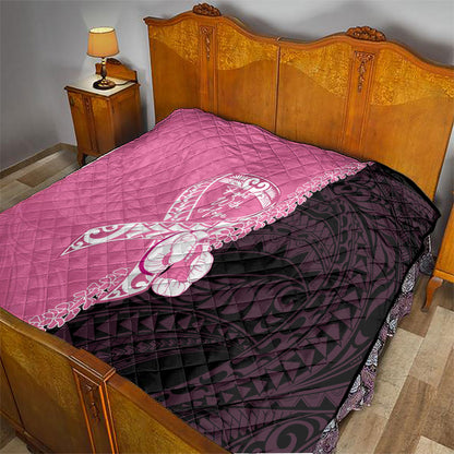 Polynesia Breast Cancer Support Quilt Fight With Hope Pink Ribbon Boxing Gloves