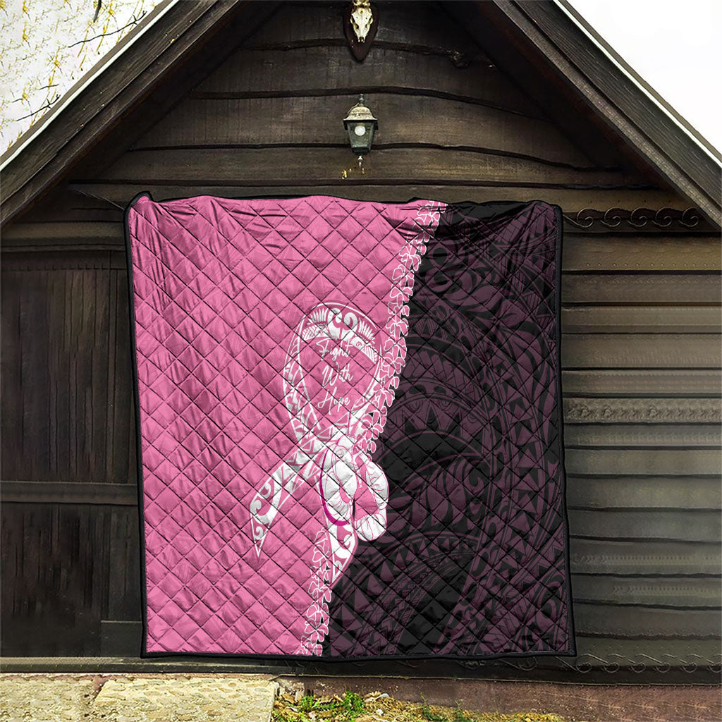 Polynesia Breast Cancer Support Quilt Fight With Hope Pink Ribbon Boxing Gloves