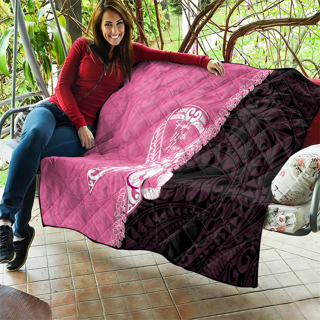Polynesia Breast Cancer Support Quilt Fight With Hope Pink Ribbon Boxing Gloves