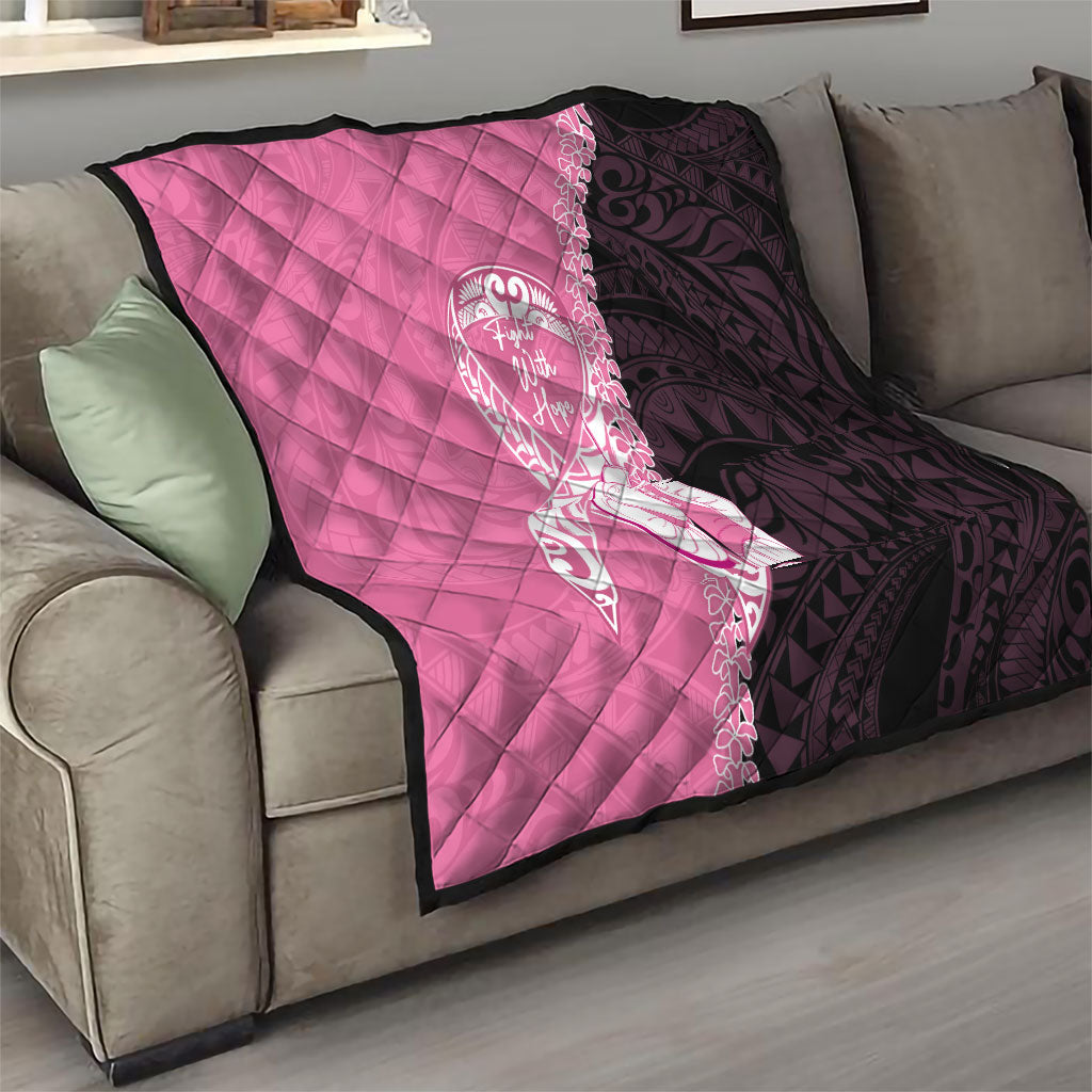 Polynesia Breast Cancer Support Quilt Fight With Hope Pink Ribbon Boxing Gloves