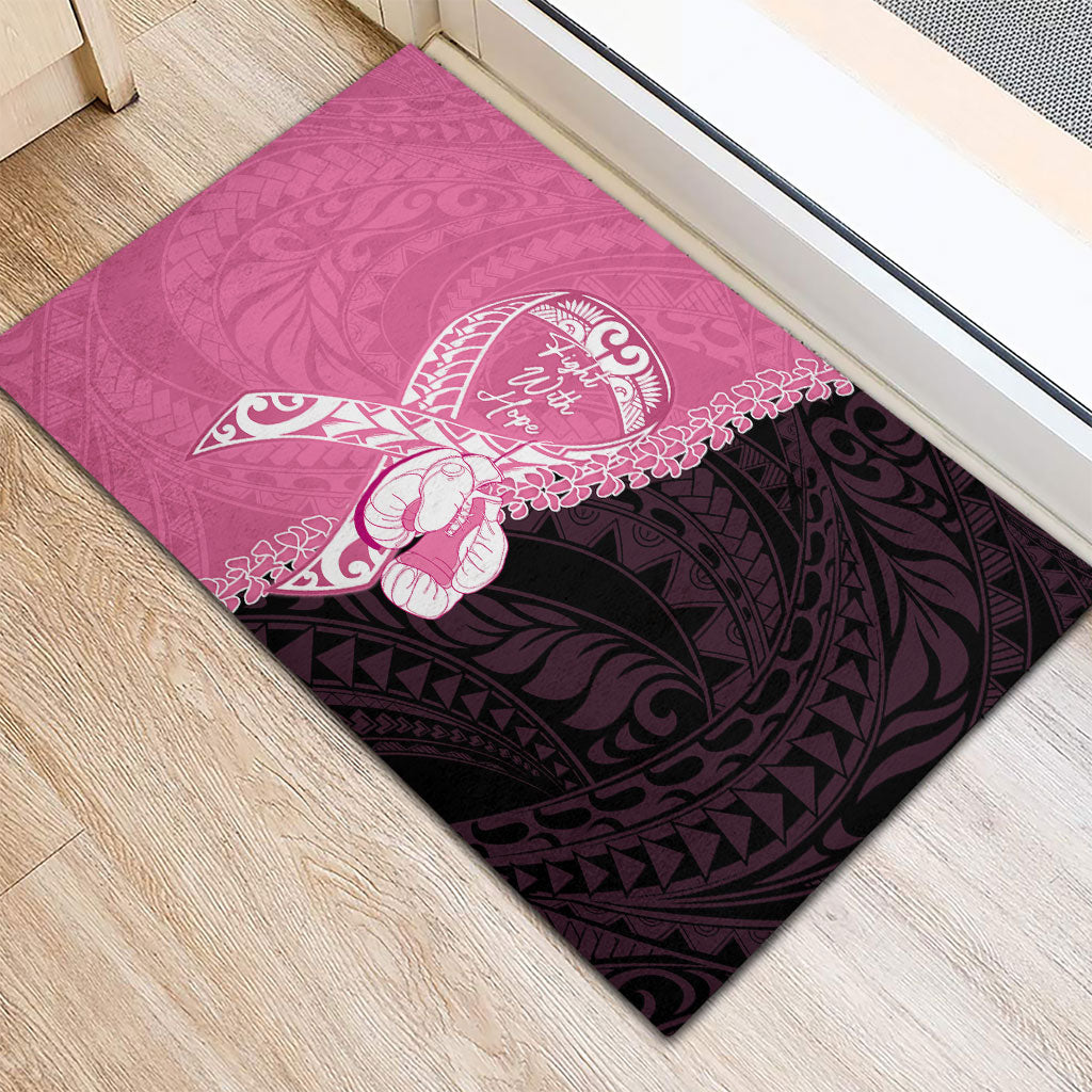 Polynesia Breast Cancer Support Rubber Doormat Fight With Hope Pink Ribbon Boxing Gloves