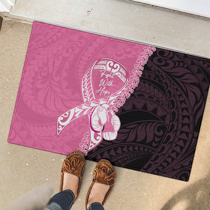 Polynesia Breast Cancer Support Rubber Doormat Fight With Hope Pink Ribbon Boxing Gloves