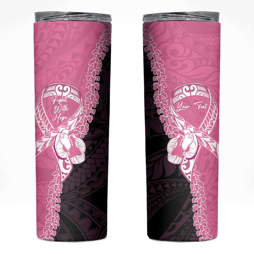 Personalised Polynesia Breast Cancer Support Skinny Tumbler Fight With Hope Pink Ribbon Boxing Gloves