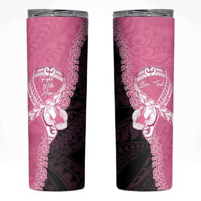 Personalised Polynesia Breast Cancer Support Skinny Tumbler Fight With Hope Pink Ribbon Boxing Gloves