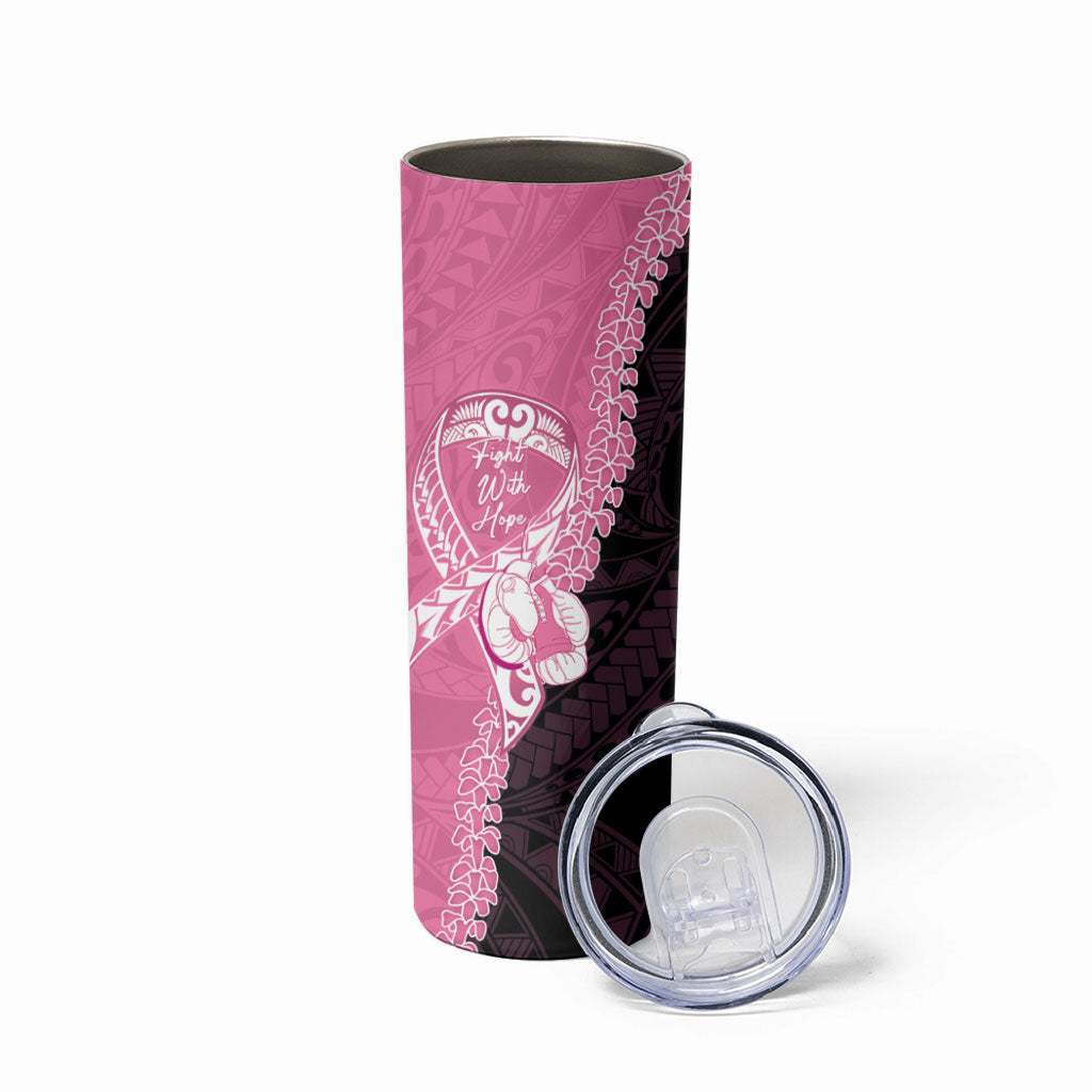Personalised Polynesia Breast Cancer Support Skinny Tumbler Fight With Hope Pink Ribbon Boxing Gloves