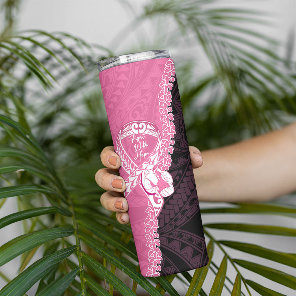 Personalised Polynesia Breast Cancer Support Skinny Tumbler Fight With Hope Pink Ribbon Boxing Gloves