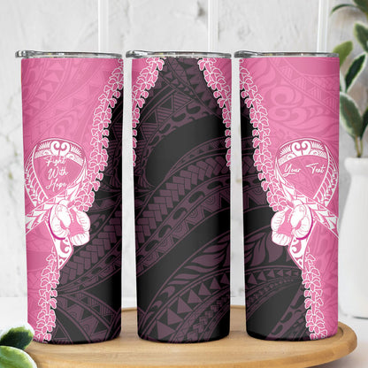 Personalised Polynesia Breast Cancer Support Skinny Tumbler Fight With Hope Pink Ribbon Boxing Gloves